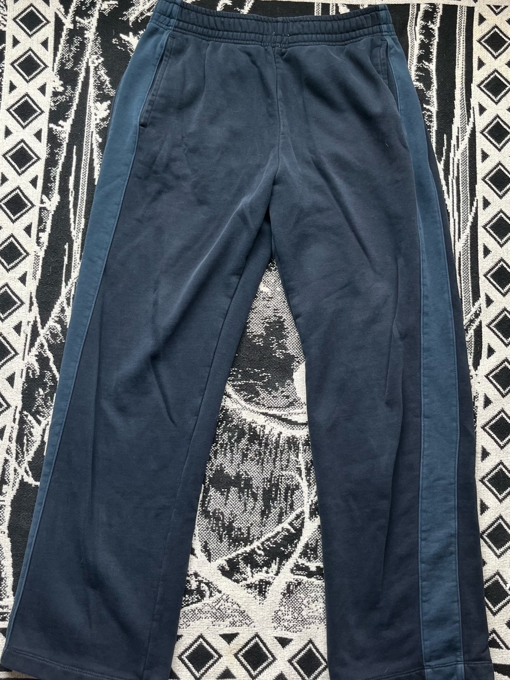 Vintage Navy Blue Track Pants with Side Stripe